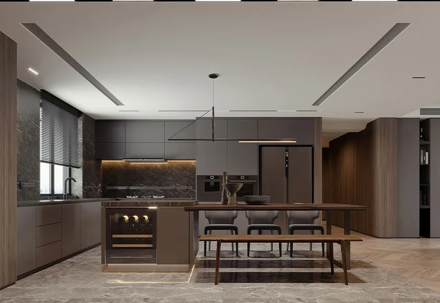 Taupe & Walnut Kitchen