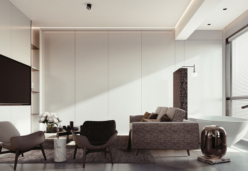 Soft White Floor-To-Ceiling