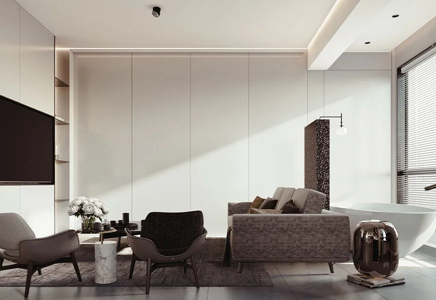 Soft White Floor-To-Ceiling